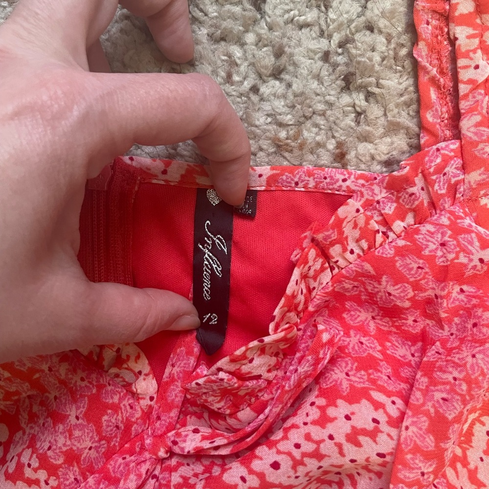 Pink Orange Floral Mini Dress - Picture 6 of 12
